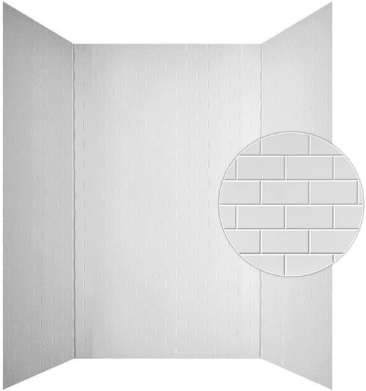 From Plain To Beautiful In Hours 133-WT-SUB-KIT Subway Tub and Shower Wall Panels Surround, Gloss White, 96 Square Feet