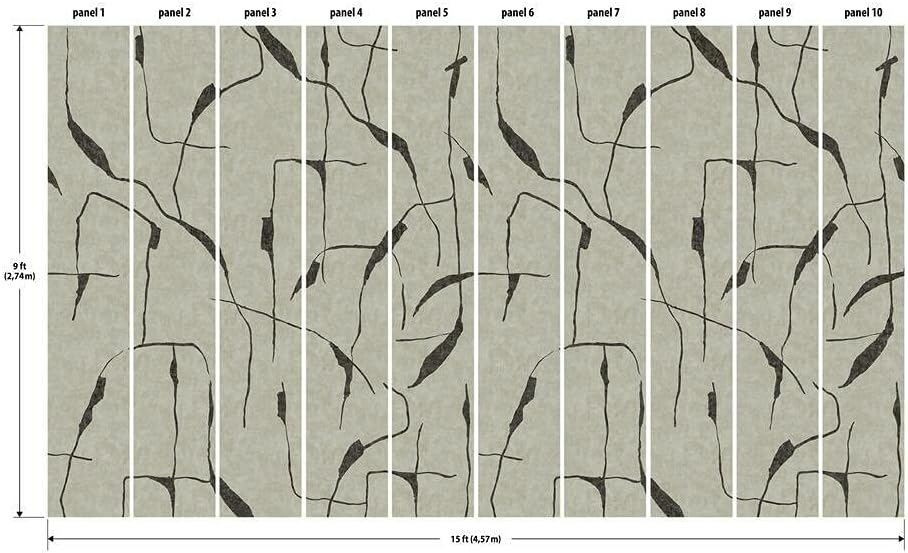 RoomMates RMK12208M Nikki Chu Taupe and Black Peel and Stick Wallpaper Mural