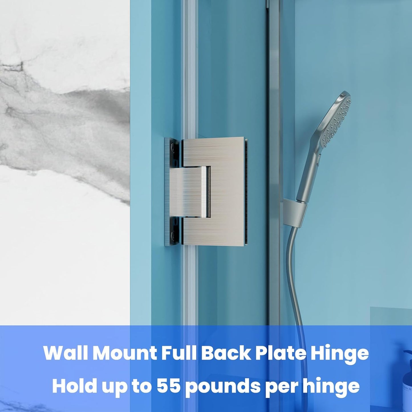 Shower Door Hardware Accessories for Frameless Swing Hinged Shower Doors, Including Shower Door Hinges and Handles,Shower Door Glass Clamps for 5/16”to 3/8”Thick Glass, Brushed Nickel