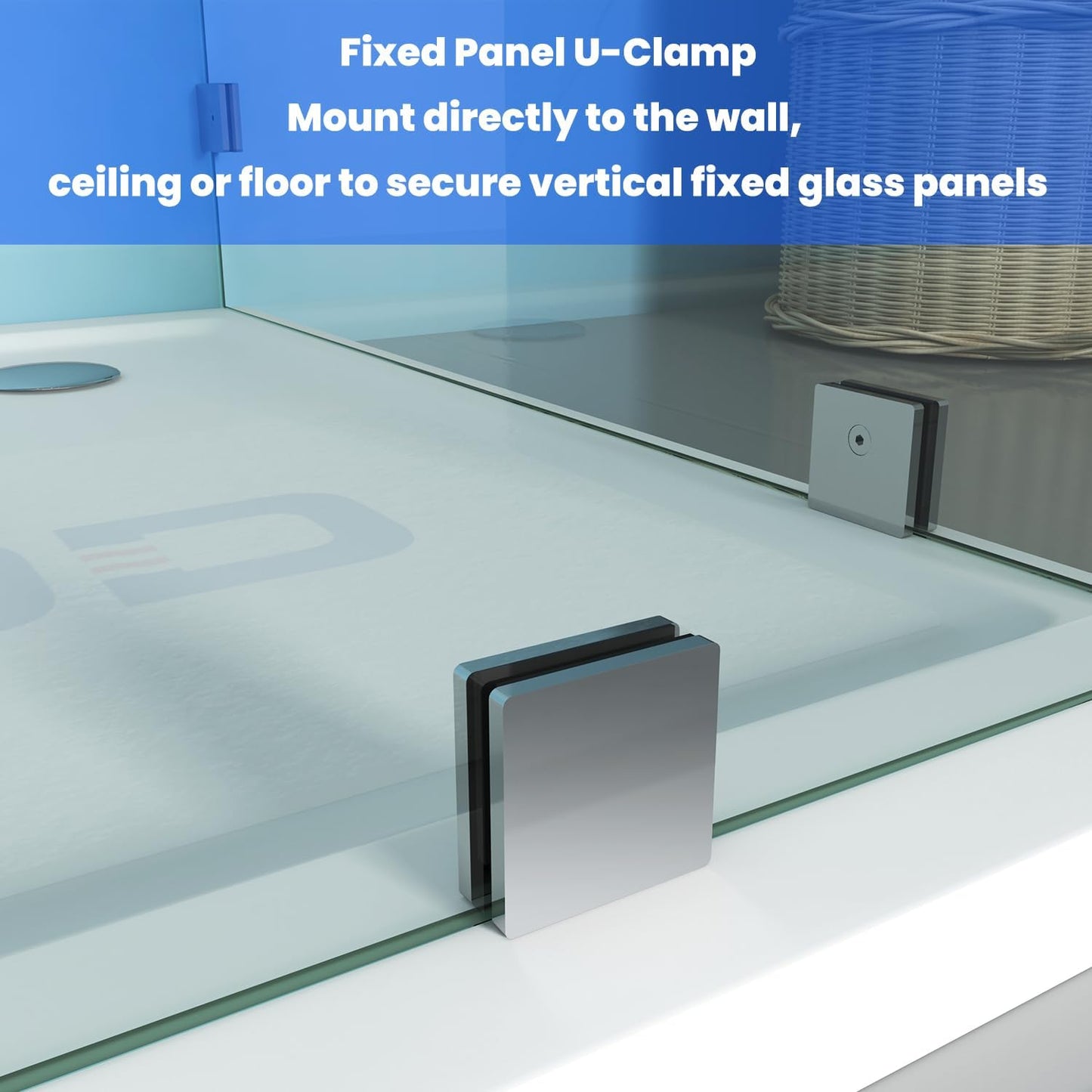 Shower Door Hardware Accessories for Frameless Swing Hinged Shower Doors, Including Shower Door Hinges and Handles,Shower Door Glass Clamps for 5/16”to 3/8”Thick Glass, Brushed Nickel