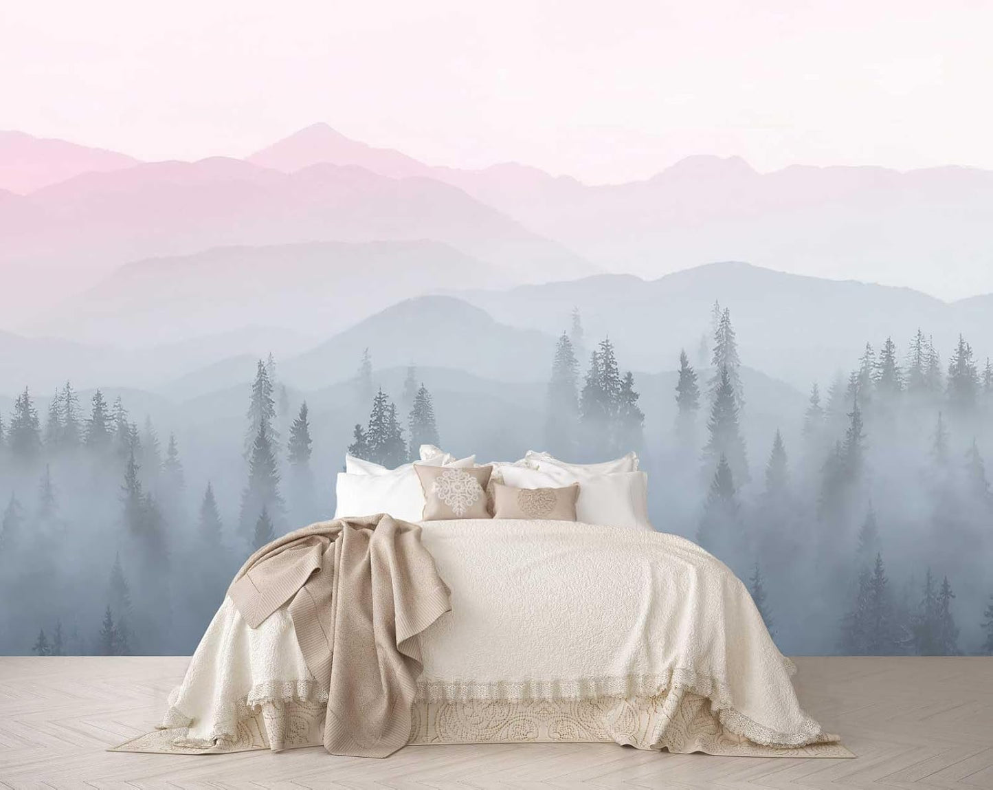 Sunshine Forest Mural Wallpaper Landscape Tree Wallpaper Large Nature Scenery Wall Mural for Living Room (not self-Adhesive)