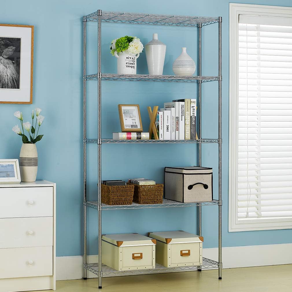 BestMassage 72"x48"x18" 6 Tire Wire Shelving Unit NSF Storage Shelves Large Heavy Duty Metal Shelf Organizer Height Adjustable Commercial Grade Steel Rack 2100 LBS Capacity with Wheels (Chrome)