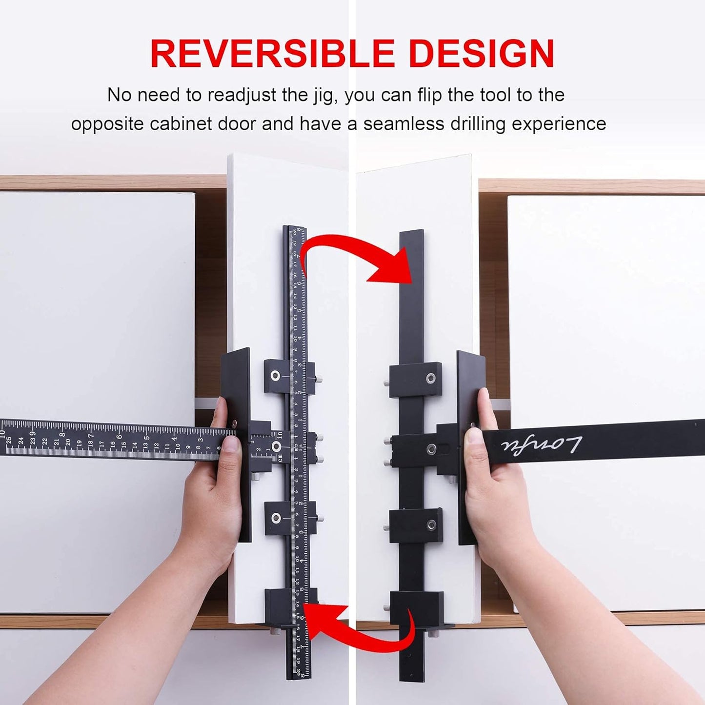 Cabinet Hardware Jig for Handles, Adjustable Template with Convenient and Precise Installation for Door and Drawer Knobs,Pulls,Tool Accessories Jig of Aluminum Alloy