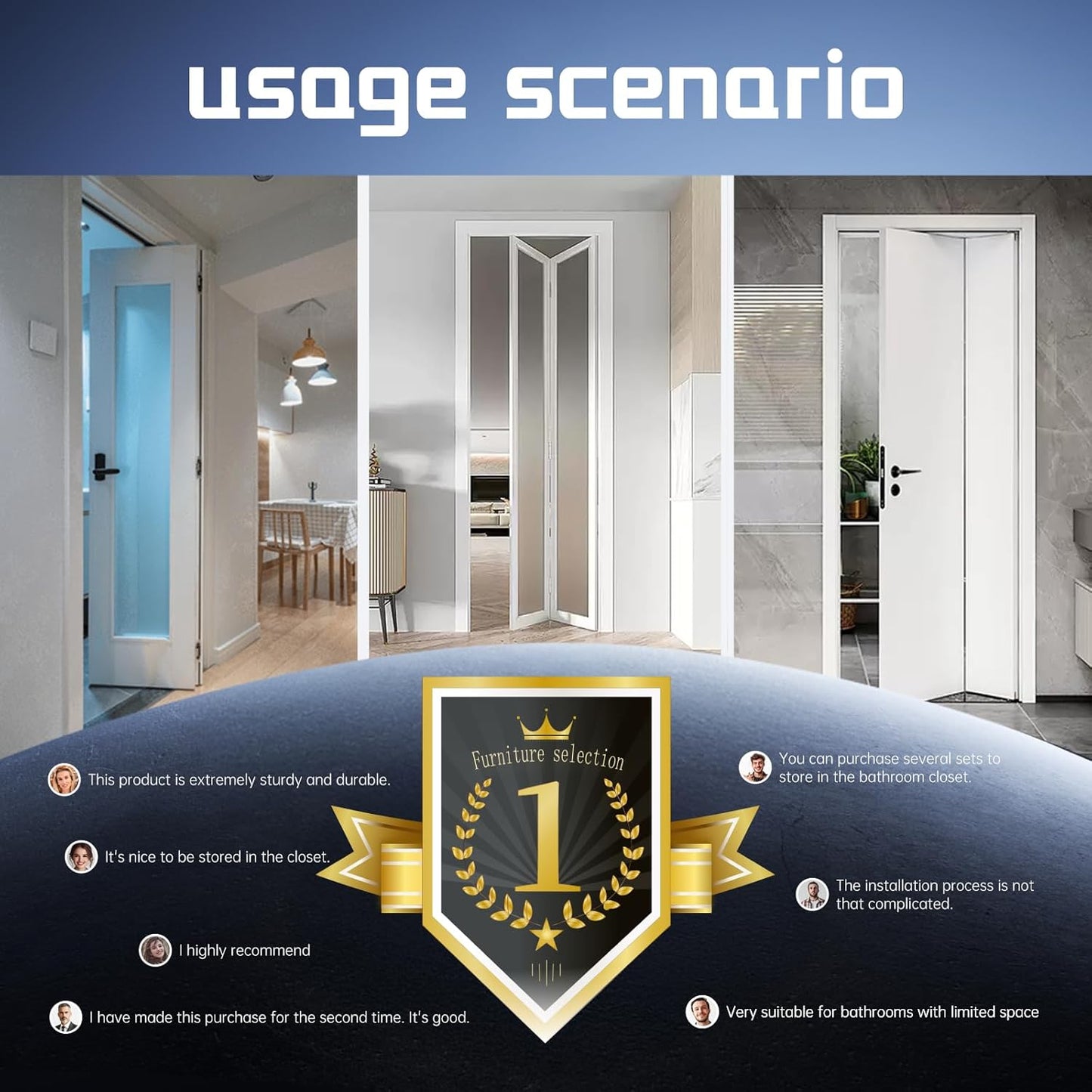 Folding Door Push-Pull Hanging Rails, Folding Door Hardware Accessories for Bathroom Doors, Kitchen, Balcony, Buffer Closure, Multiple Folding Methods, Reduce Space Occupancy