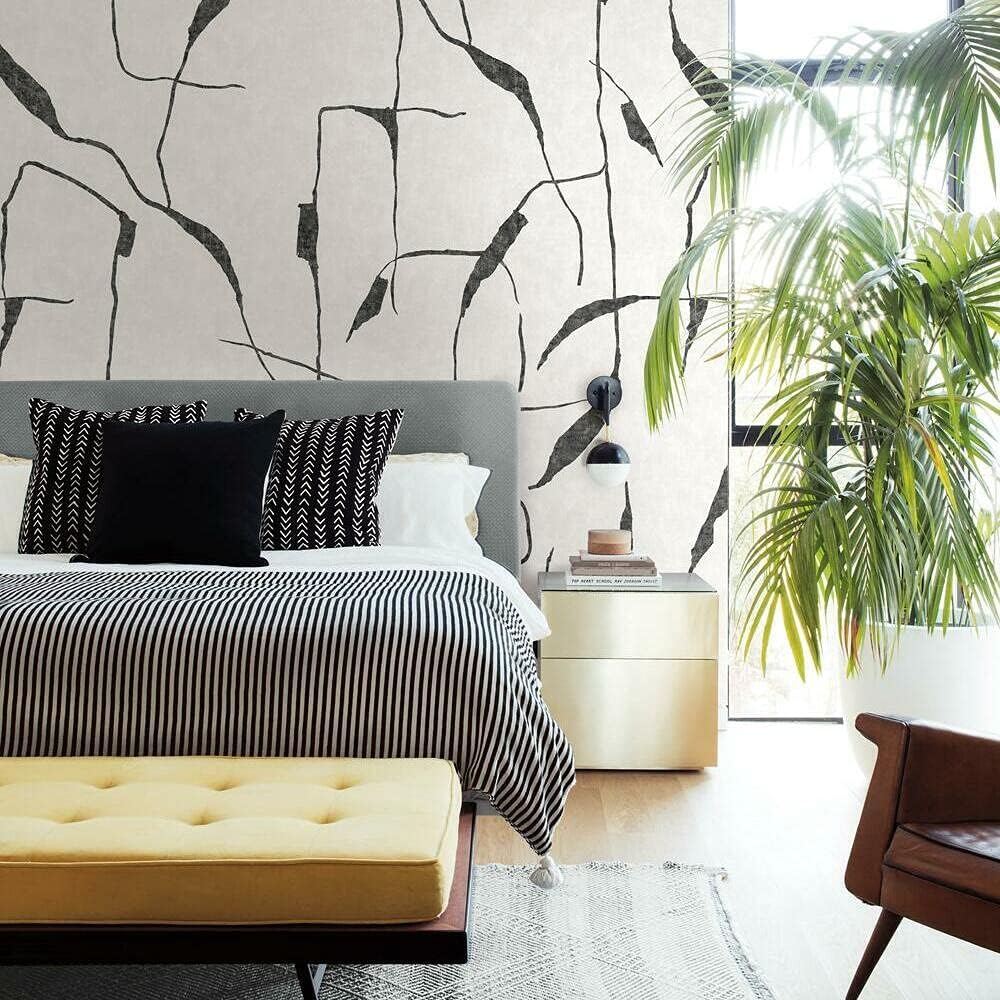 RoomMates RMK12208M Nikki Chu Taupe and Black Peel and Stick Wallpaper Mural
