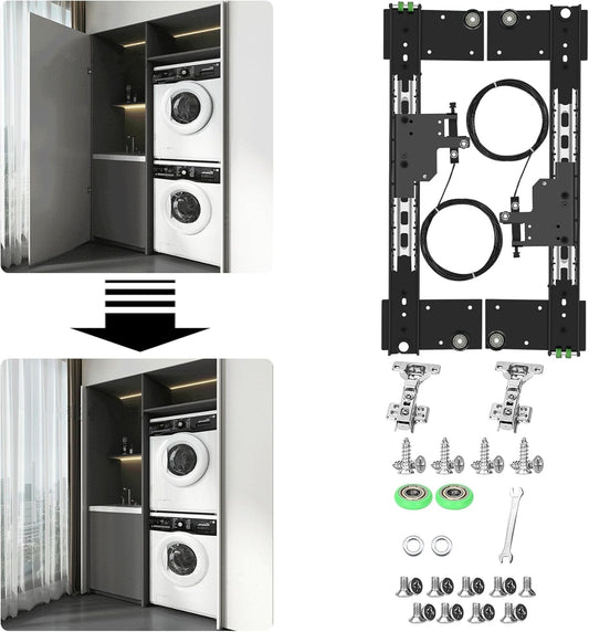 1 Pair of 16-inch Single Door with a Load Capacity of 40 pounds, Hidden Swing Door Track Wardrobe Door Side-Mounted Inverted Retractable Folding Slide Pocket Door Hardware Accessories