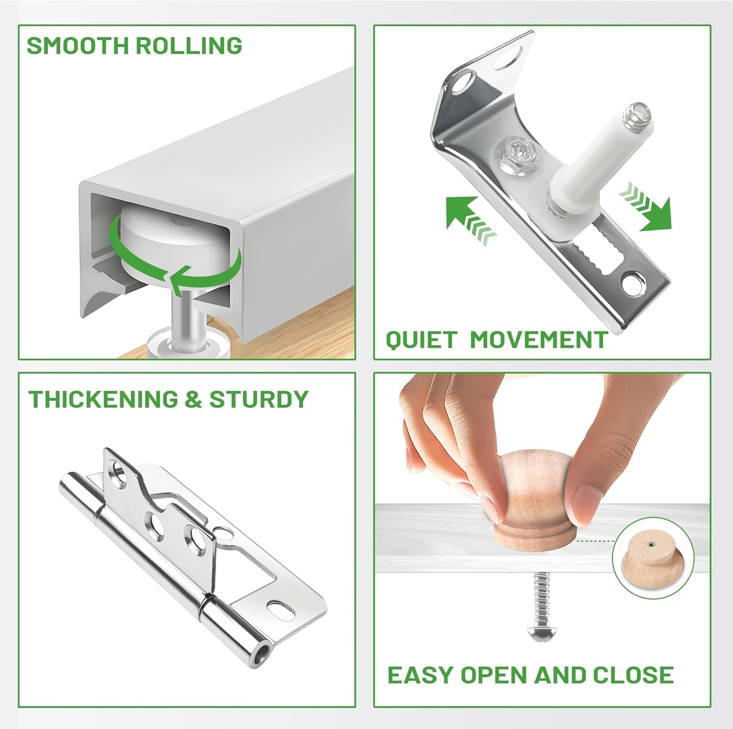 36IN Bi-fold Door Track Kit, 2Kit White Bi-fold Door Hardware Closet Door Track Repair Tool Kit Included Full Accessories