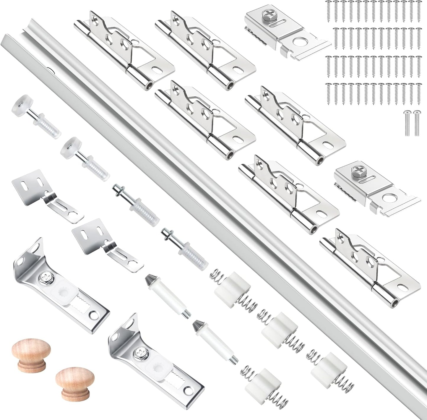 36IN Bi-fold Door Track Kit, 2Kit White Bi-fold Door Hardware Closet Door Track Repair Tool Kit Included Full Accessories