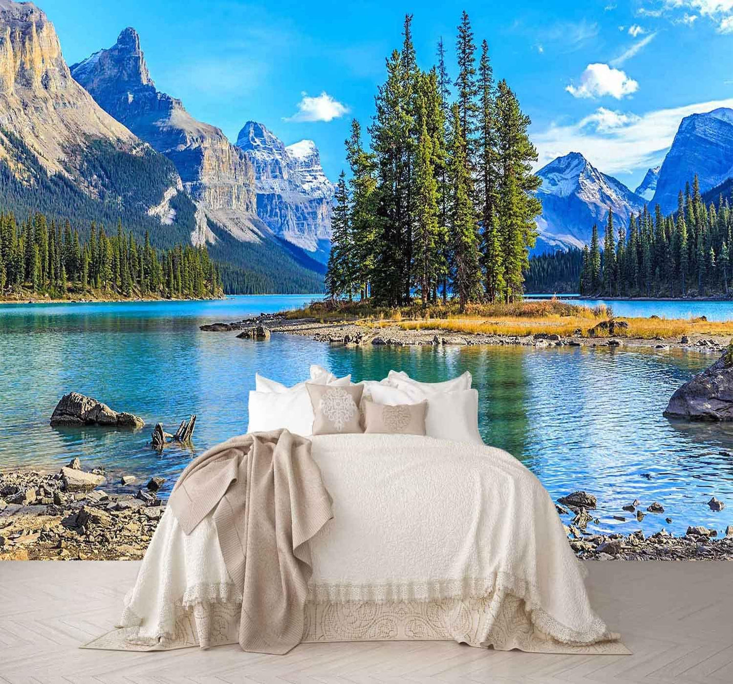 Sunshine Forest Mural Wallpaper Landscape Tree Wallpaper Large Nature Scenery Wall Mural for Living Room (not self-Adhesive)