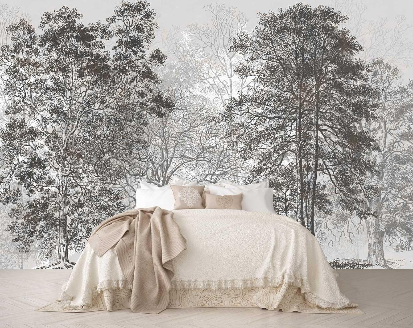 Sunshine Forest Mural Wallpaper Landscape Tree Wallpaper Large Nature Scenery Wall Mural for Living Room (not self-Adhesive)
