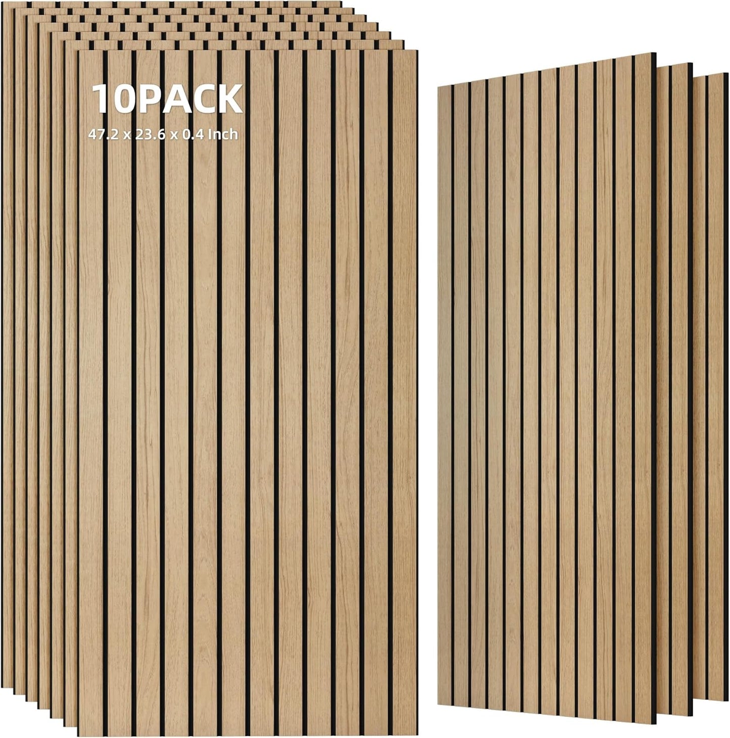 TO-TH 10 Pack Wall Tiles, 47.2” x 23.6” Sound Proof Panels for Walls, Art Wall Panels for Echo Absorption,Acoustical Barrier of Wood-Look Polyester Fiber for Home Office & Studio