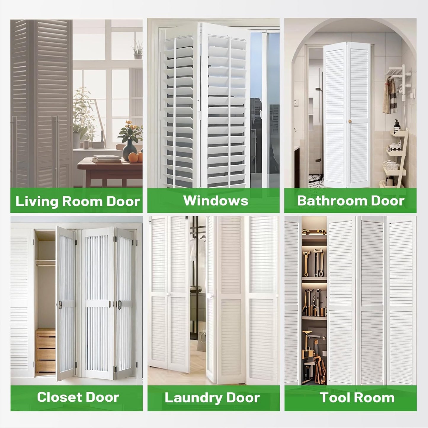 36IN Bi-fold Door Track Kit, 2Kit White Bi-fold Door Hardware Closet Door Track Repair Tool Kit Included Full Accessories