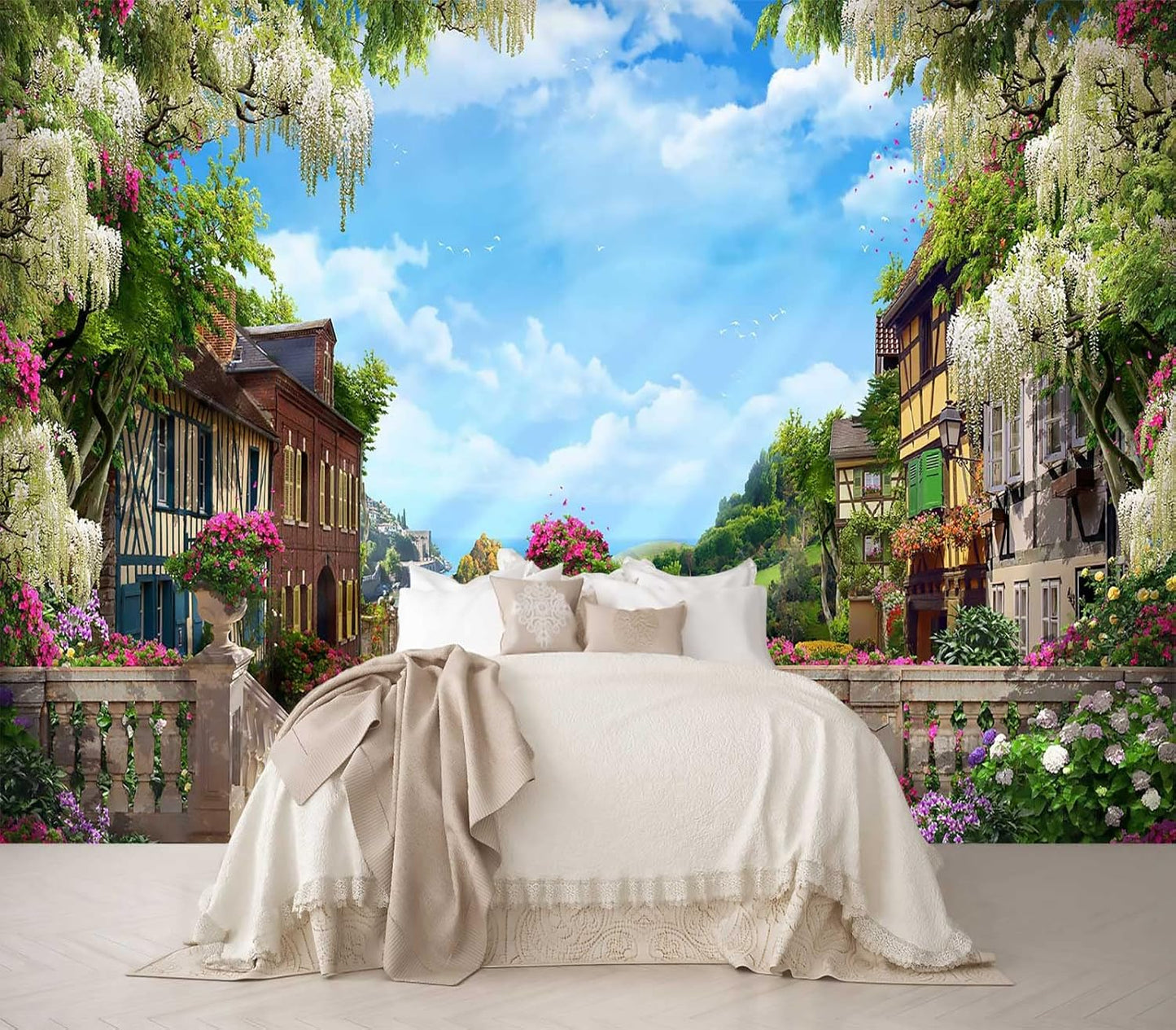 Sunshine Forest Mural Wallpaper Landscape Tree Wallpaper Large Nature Scenery Wall Mural for Living Room (not self-Adhesive)