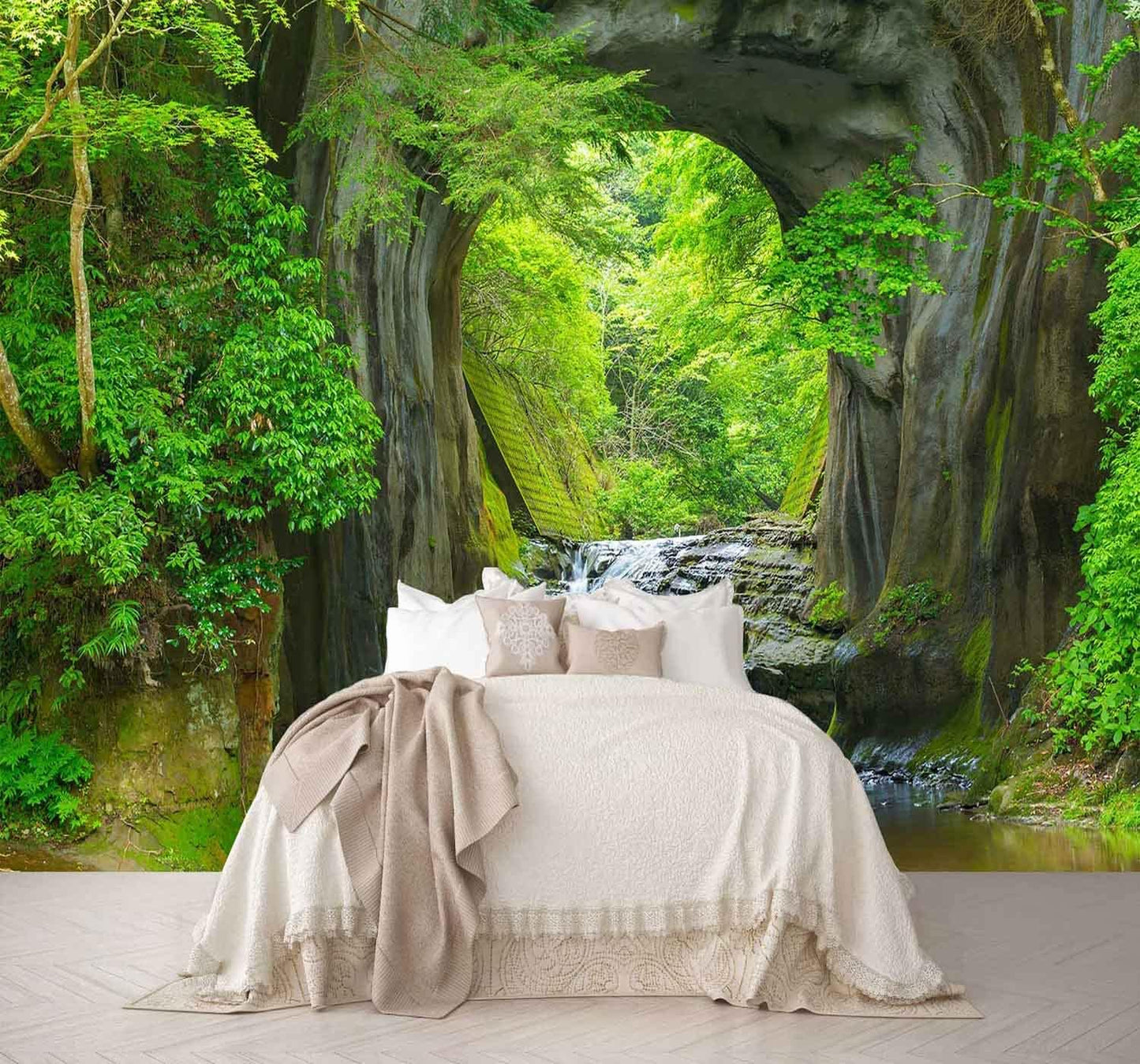 Sunshine Forest Mural Wallpaper Landscape Tree Wallpaper Large Nature Scenery Wall Mural for Living Room (not self-Adhesive)