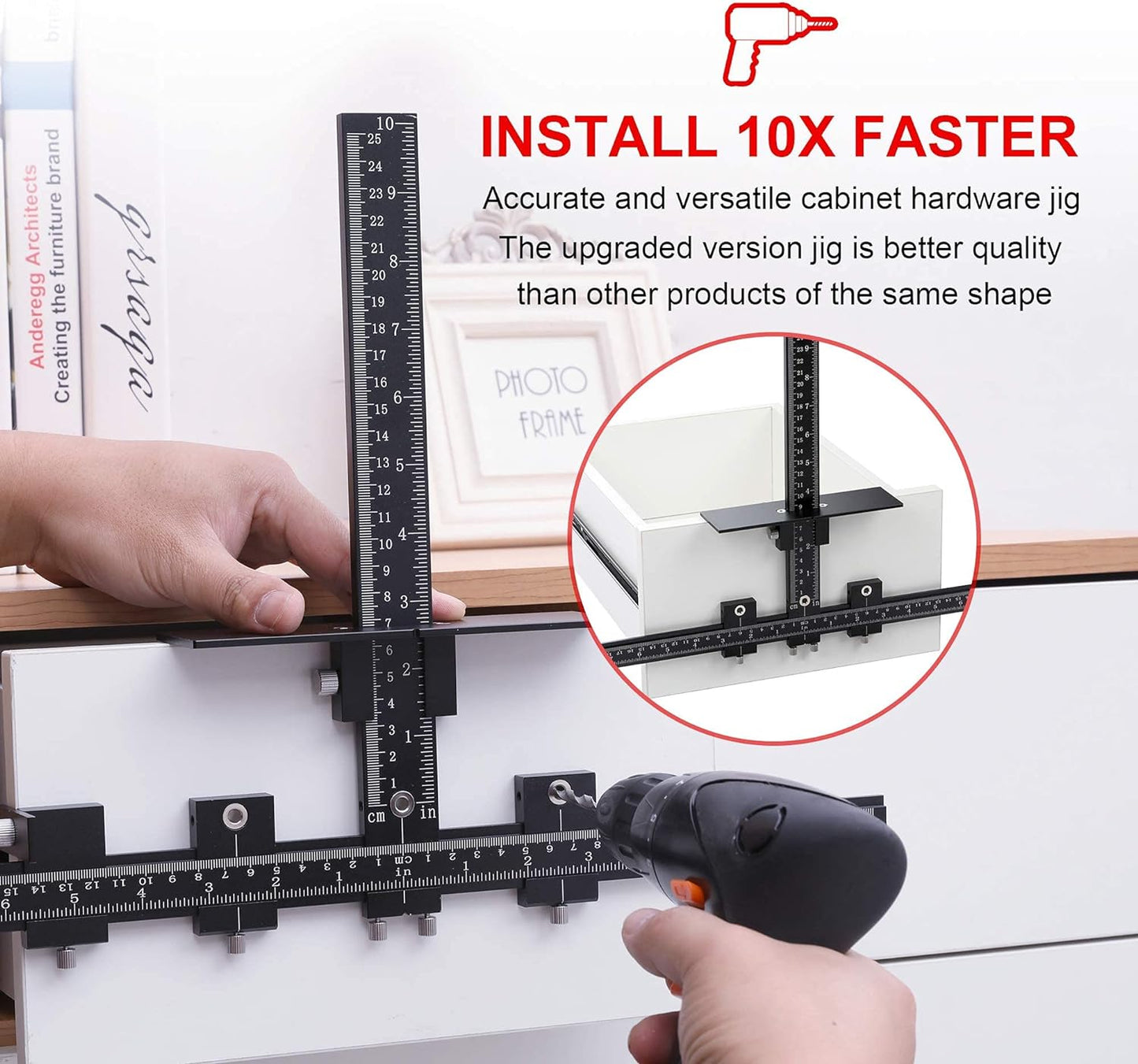 Cabinet Hardware Jig for Handles, Adjustable Template with Convenient and Precise Installation for Door and Drawer Knobs,Pulls,Tool Accessories Jig of Aluminum Alloy