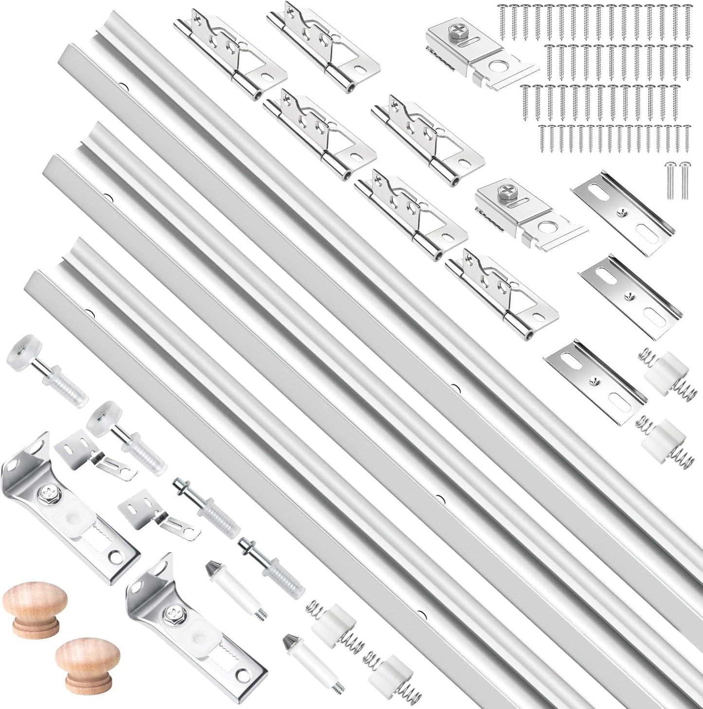 36IN Bi-fold Door Track Kit, 2Kit White Bi-fold Door Hardware Closet Door Track Repair Tool Kit Included Full Accessories