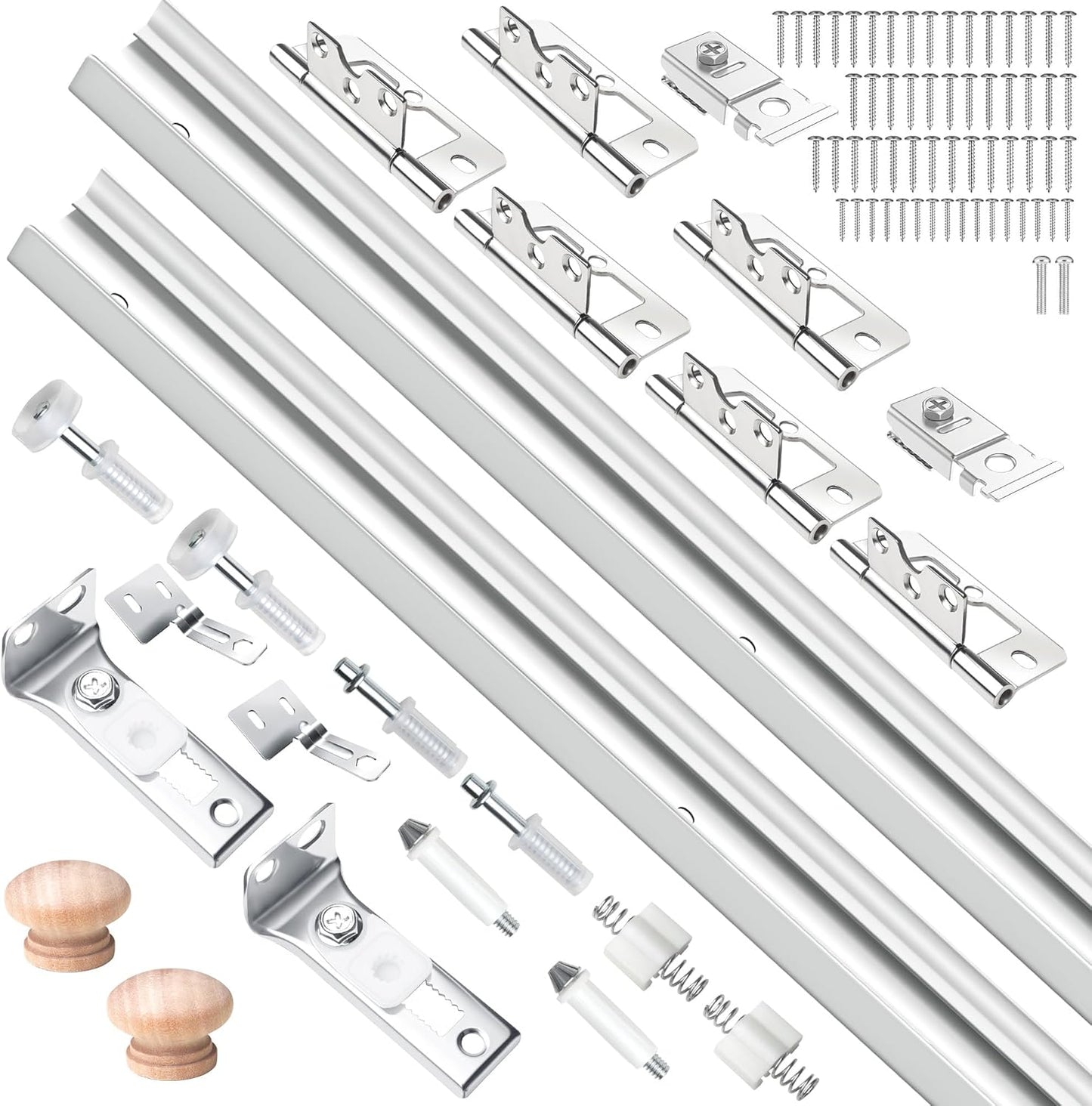 36IN Bi-fold Door Track Kit, 2Kit White Bi-fold Door Hardware Closet Door Track Repair Tool Kit Included Full Accessories