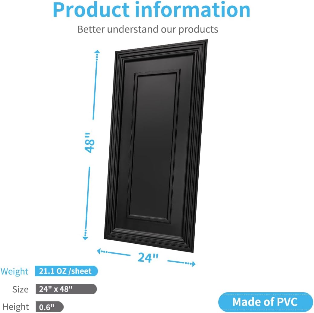 Art3d Drop Ceiling Tiles, 24x48in. Black (24-Pack)