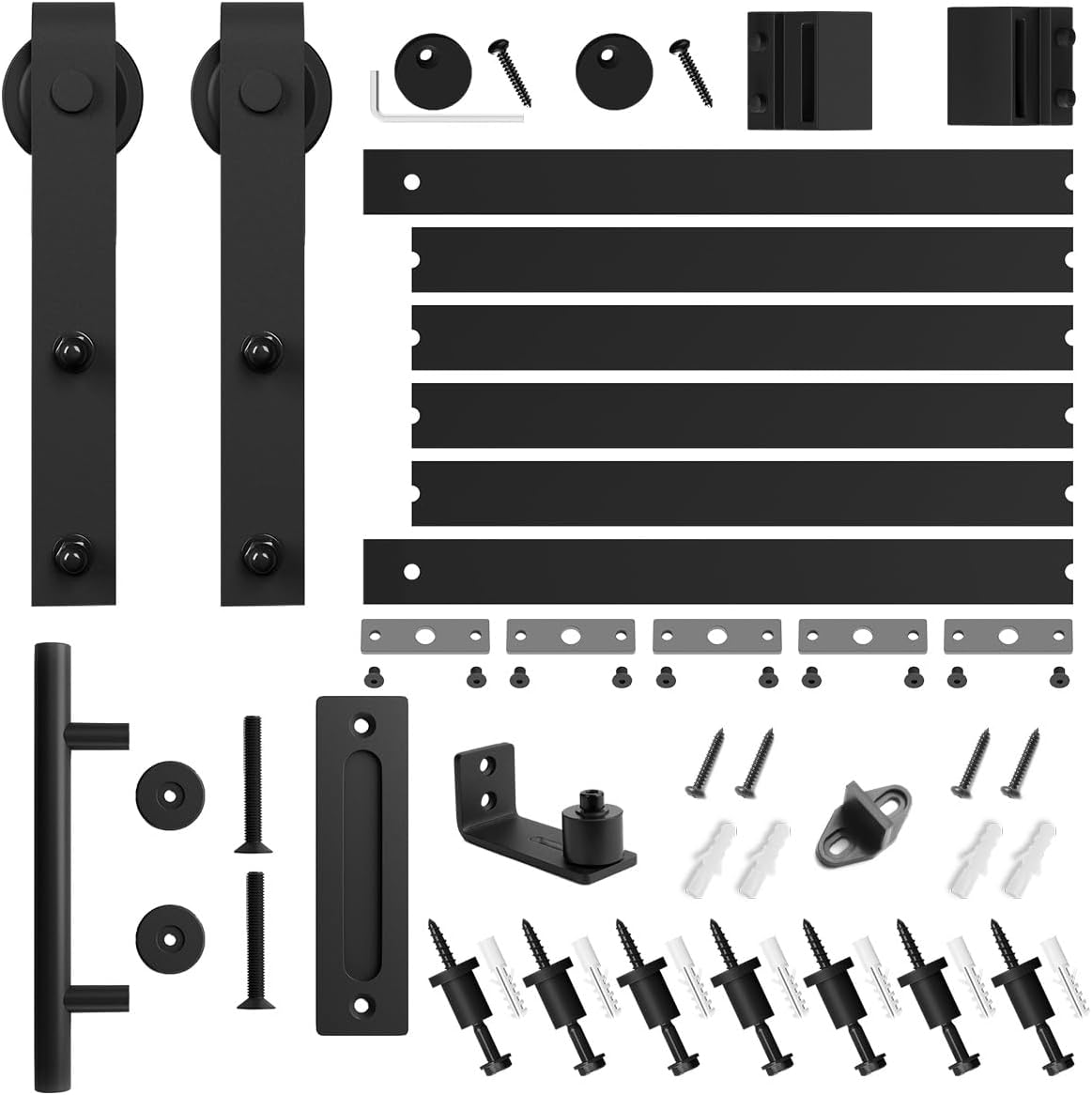 SMARTSTANDARD 8.2 FT Barn Door Hardware Kit -Sliding Barn Door Track - Smooth and Quiet - Easy to Install - Includes Step-by-Step Installation Instructions - Fits 48" Wide Door Panel (J Shape Hanger)