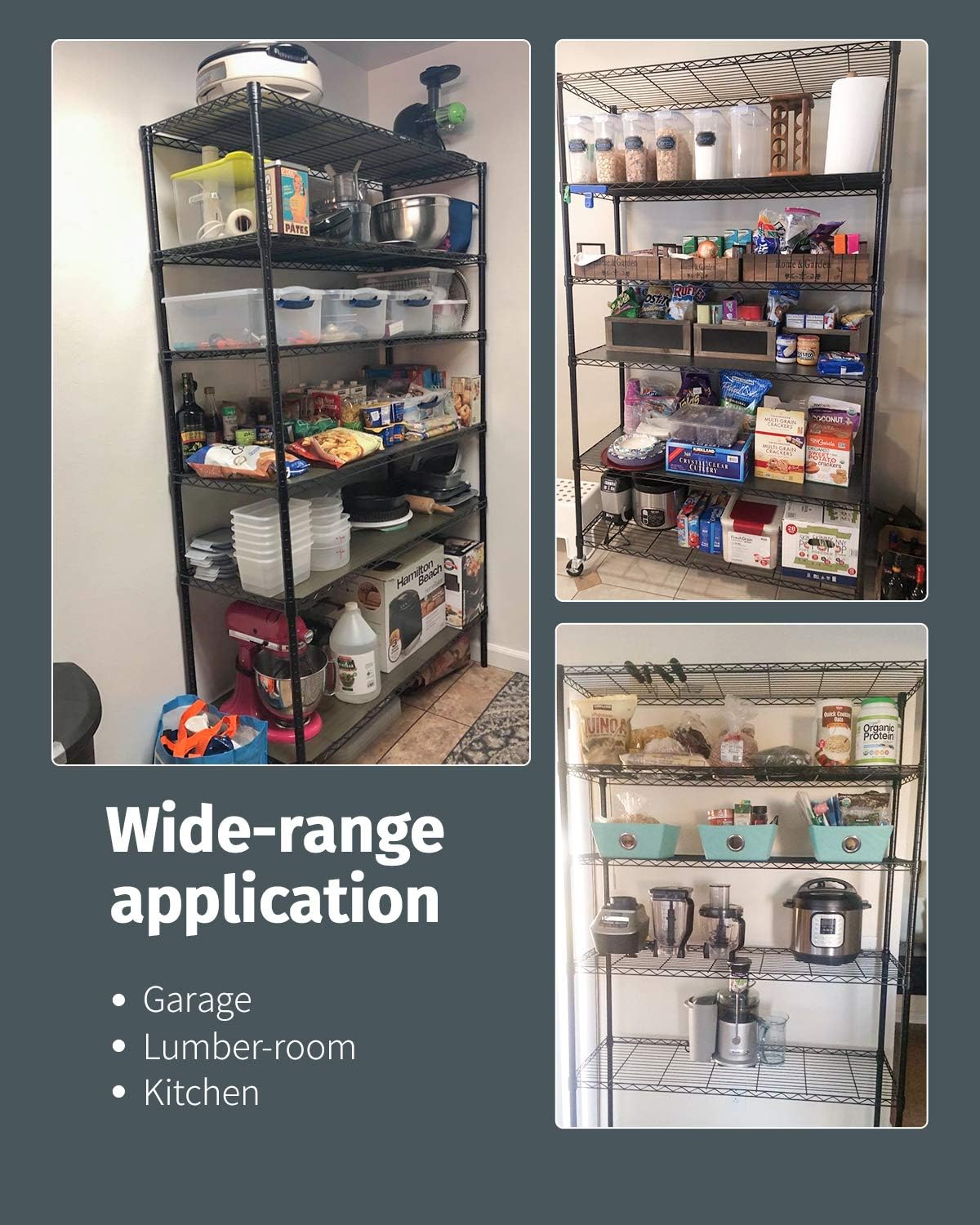 FDW Wire Shelving Unit with Wheels Steel 6 Tier Heavy Duty Layer Rack Storage Metal Shelf Garage Organizer Wire Rack Shelving Adjustable Utility 2100 LBS Capacity-18x48x82 inch (Black)