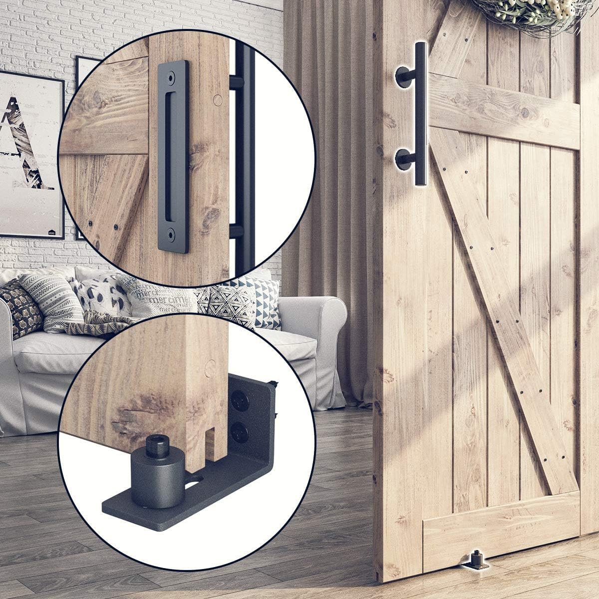 SMARTSTANDARD 8.2 FT Barn Door Hardware Kit -Sliding Barn Door Track - Smooth and Quiet - Easy to Install - Includes Step-by-Step Installation Instructions - Fits 48" Wide Door Panel (J Shape Hanger)