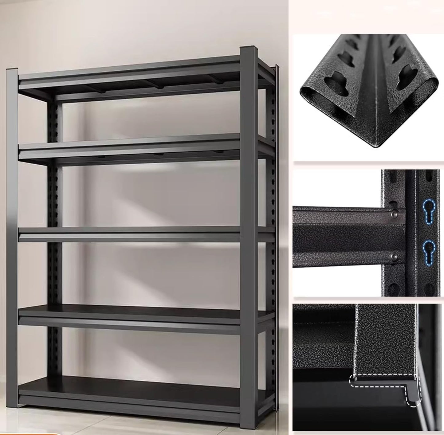 40" W 5-Tier Garage Shelving Heavy Duty 72" H x 40" W x 18" D Storage Shelves 2000LBS Metal Shelving Unit Adjustable Storage Utility Rack for Warehouse Pantry Kitchen, Black
