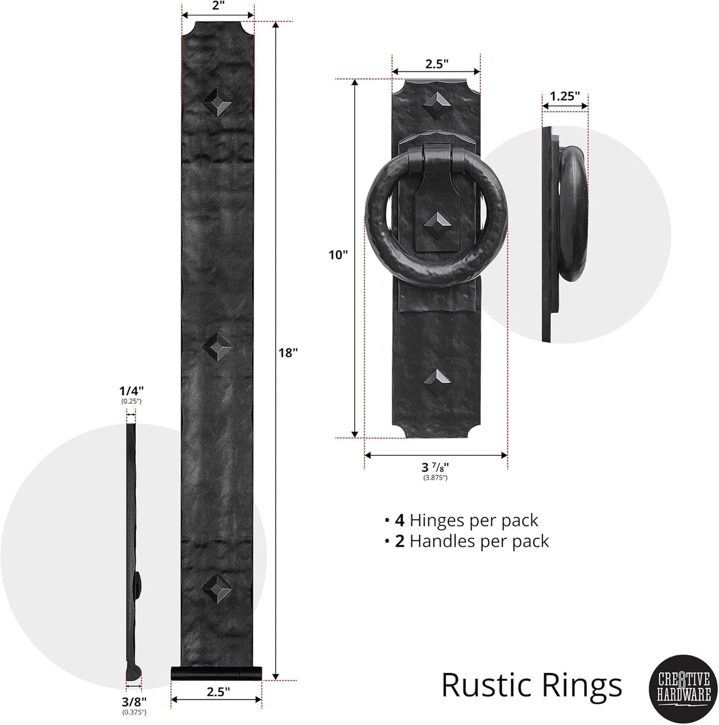 Rustic Rings Magnetic Garage Door Hardware (6 Piece)