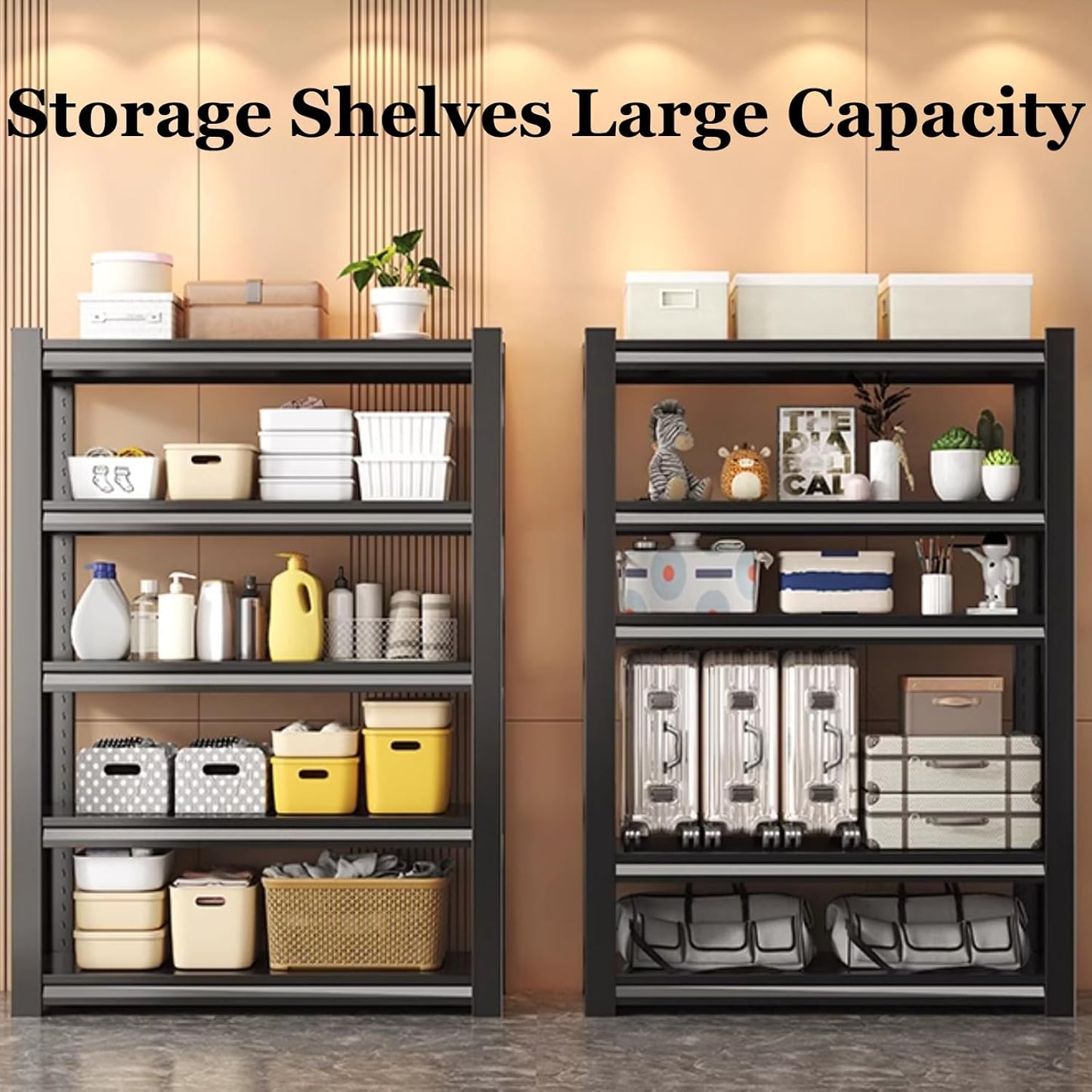 40" W 5-Tier Garage Shelving Heavy Duty 72" H x 40" W x 18" D Storage Shelves 2000LBS Metal Shelving Unit Adjustable Storage Utility Rack for Warehouse Pantry Kitchen, Black