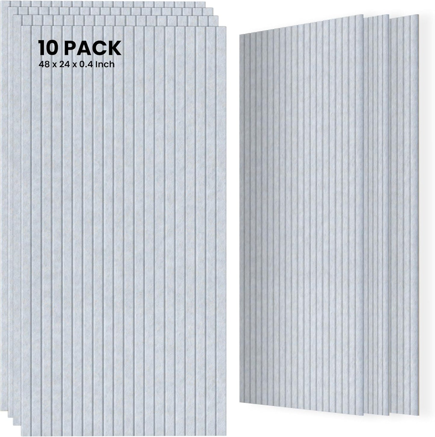 TO-TH 10 Pack Wall Tiles, 47.2” x 23.6” Sound Proof Panels for Walls, Art Wall Panels for Echo Absorption,Acoustical Barrier of Wood-Look Polyester Fiber for Home Office & Studio